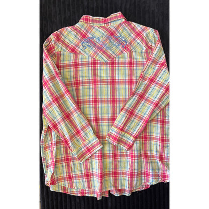 "Vintage Gibson Trading Co. Women's Paisley Striped Pearl Snap Shirt Size 2X"