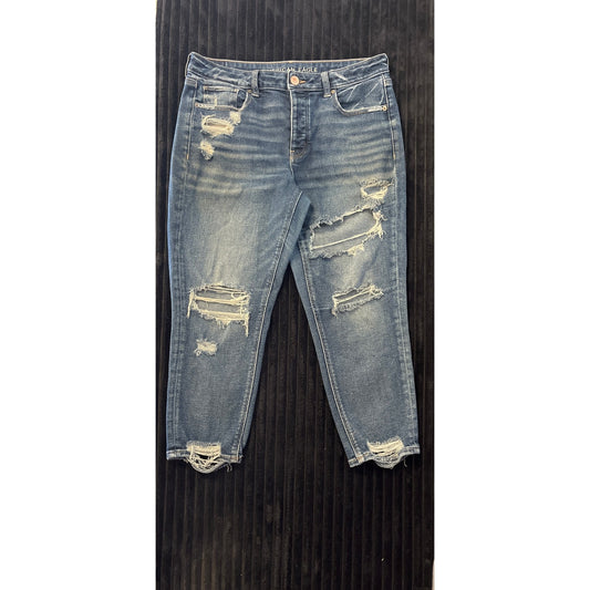 American Eagle Women's Stretch Jeans Button Fly Distressed 10 X-Short Ankle
