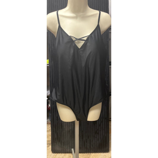 Shein Women's Black One-Piece Spaghetti Strap Cross-Front 4XL Swimsuit