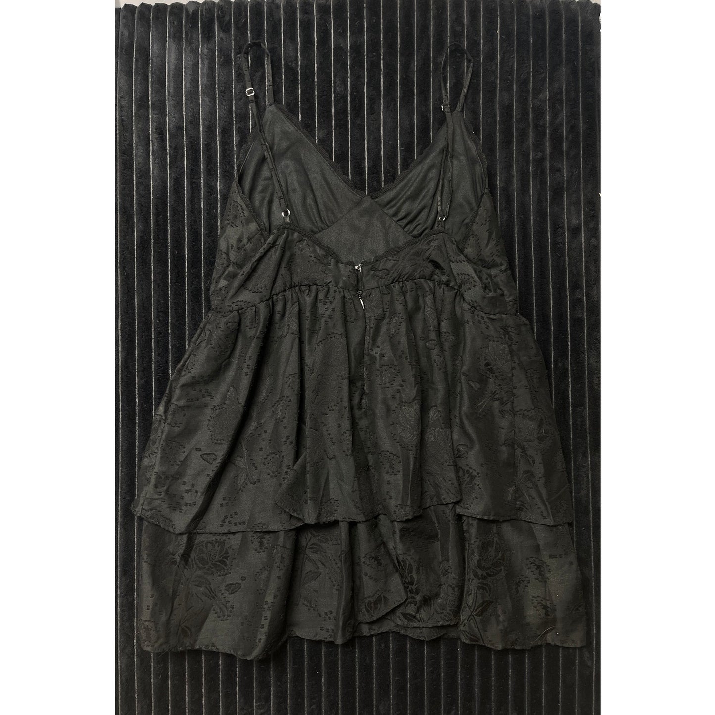 Wild Fable Women's Black Layered Ruffle V-Neck Spaghetti Strap Mini Dress L