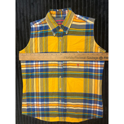 Twenty X Shirt Womens yellow Plaid Button Down Collard Tank Size M