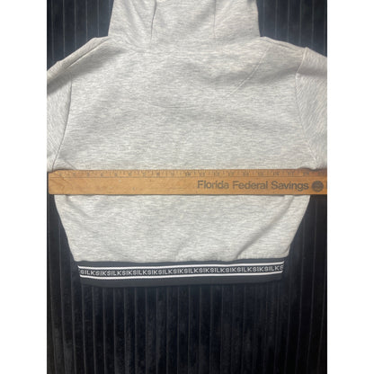 SikSilk Women's Cropped Jacket/Joggers Set Sz 8 Gray Black & White Striped Logo