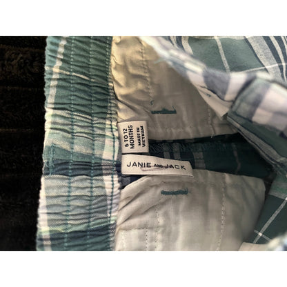 Janie and Jack Baby Boy Green Plaid Dress Shorts 6-12M Preppy Summer Outfit