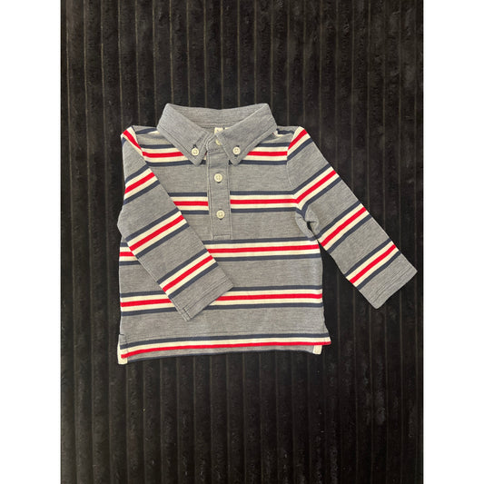 Janie and Jack Baby Boy Blue Striped Long Sleeve Pull-Over Shirt 3-6M NWOT