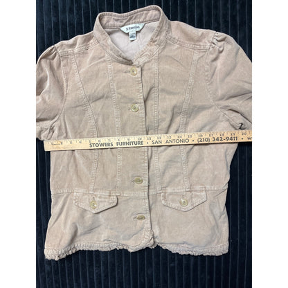 St. John’s Bay Women’s Beige Corduroy Stretch Button-Down Jacket Size Large