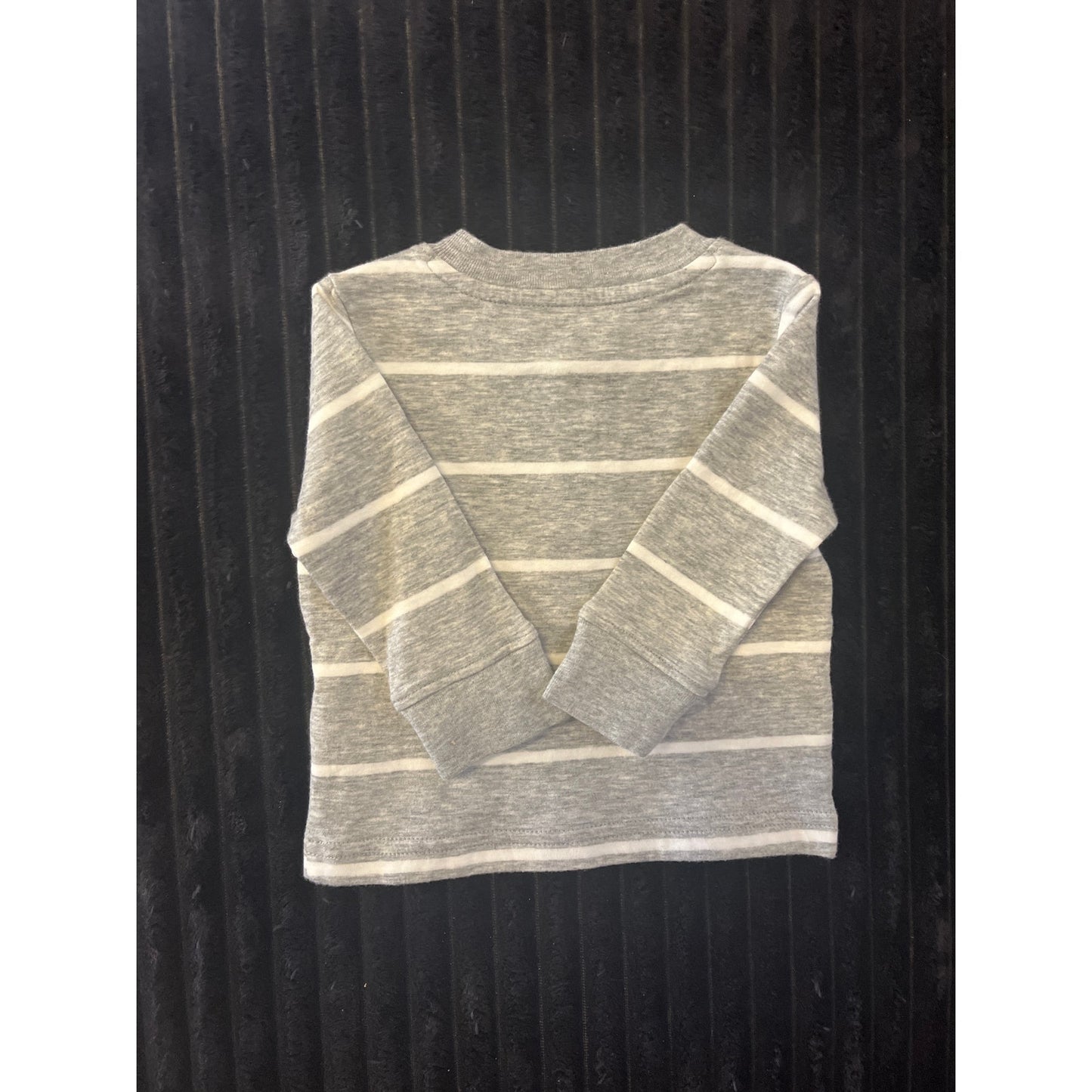 Janie and Jack Baby Boy Long Sleeve Gray White Pullover Shirt 3-6M