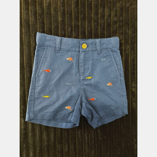 Janie and Jack Baby Boy Navy Fish Shorts 18-24M NWOT Embroidered Summer Fun