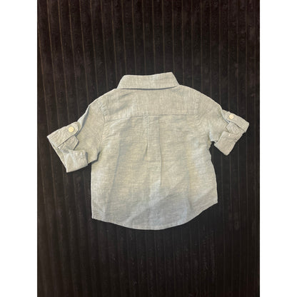 Janie and Jack Baby Boy Short Sleeve Blue Button Down Shirt 3-6M