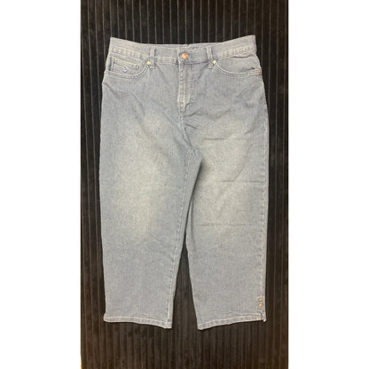 Gloria Vanderbilt Women's White Blue Striped AMANDA Capri Jeans Size 8 Classic