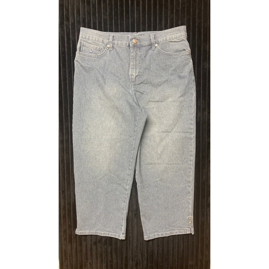 Gloria Vanderbilt Women's White Blue Striped AMANDA Capri Jeans Size 8 Classic