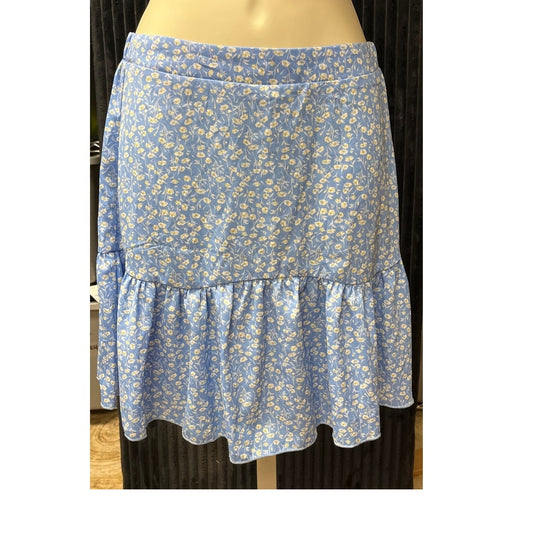 Shein Women’s Blue Floral Mini Skirt Size Small Summer Trendy