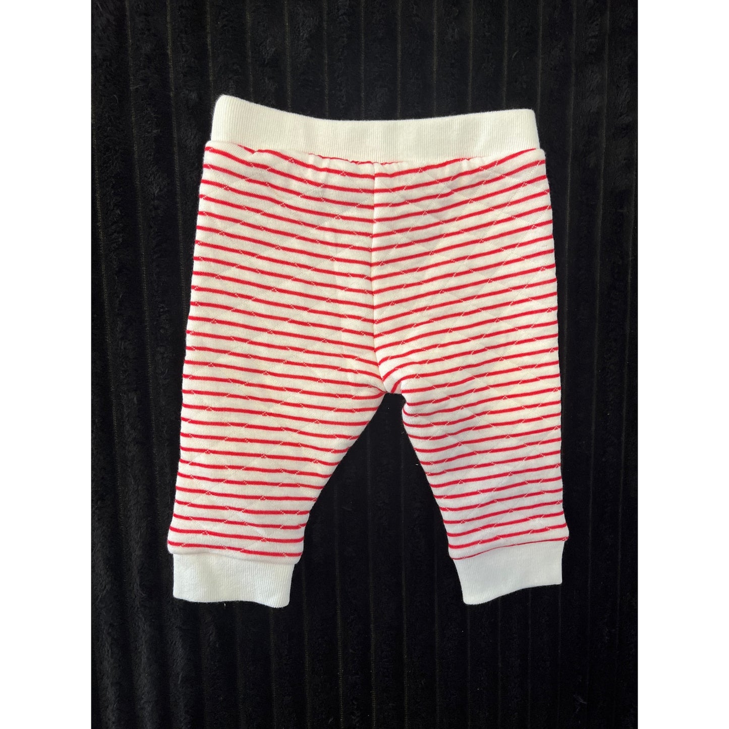 Janie and Jack Baby Boy Super Soft White Red Striped Jogger 0-3M NWOT