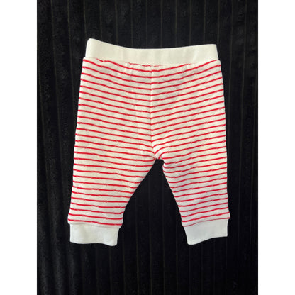 Janie and Jack Baby Boy Super Soft White Red Striped Jogger 0-3M NWOT