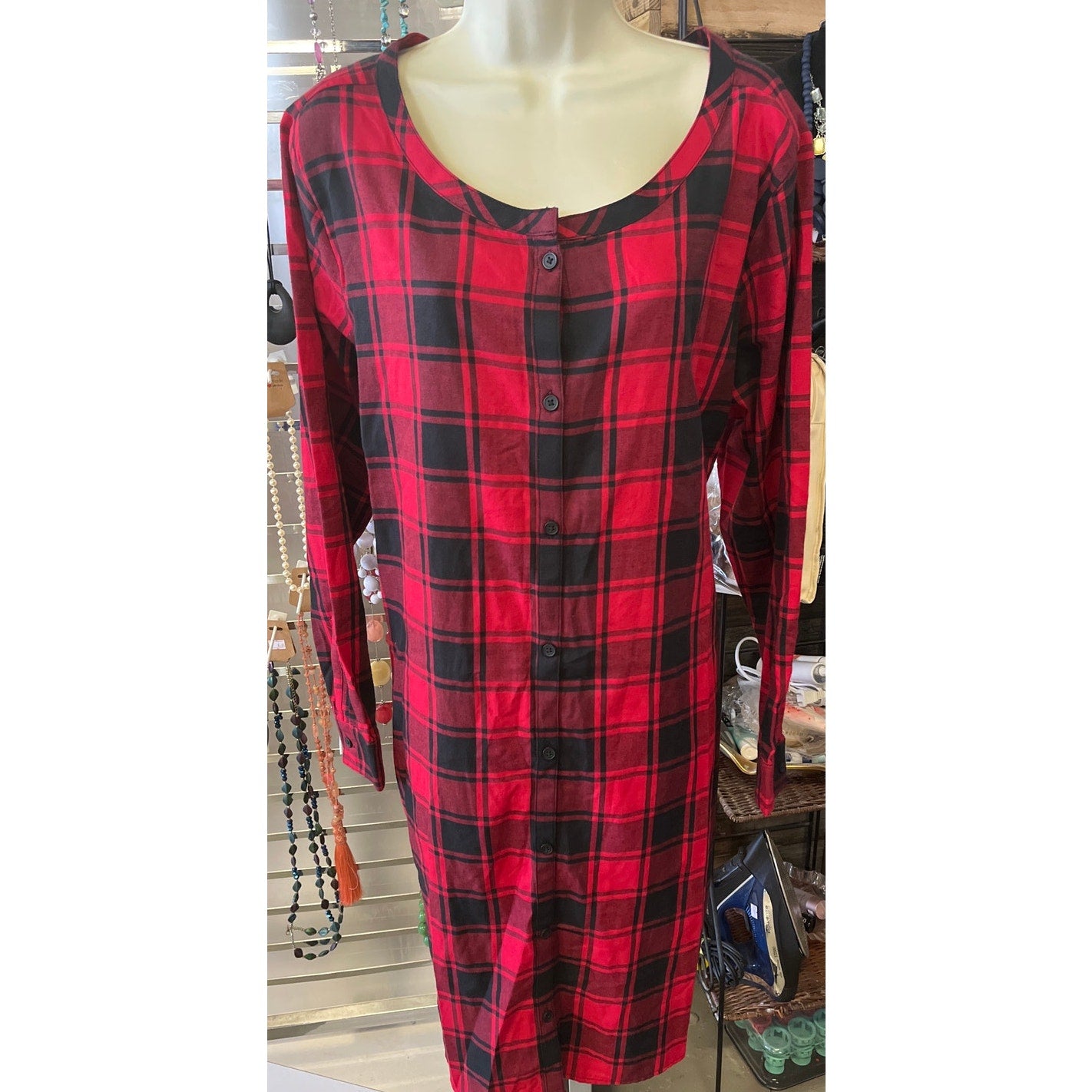 NWOT The Childrens pLace Womens Mommy and Me plaid Red Holiday Dress Size XL