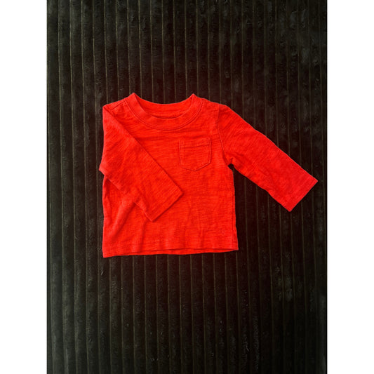 Janie and Jack Baby Boy Solid Red Long Sleeve Pull-Over Shirt 3-6M NWOT