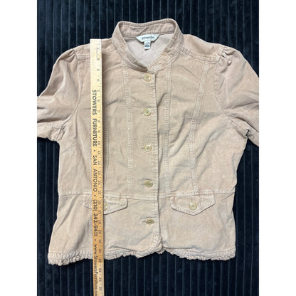 St. John’s Bay Women’s Beige Corduroy Stretch Button-Down Jacket Size Large
