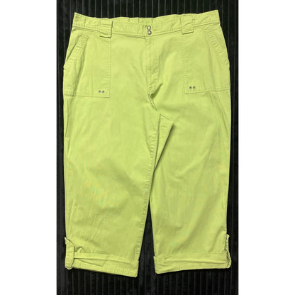 Sag Harbor Sport Women's Wide Leg Cuffed Cropped Pants Bright Green Size 18W