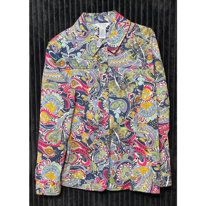 Vintage City Blues by Koret Paisley Floral Sparkly Jacket Size Small