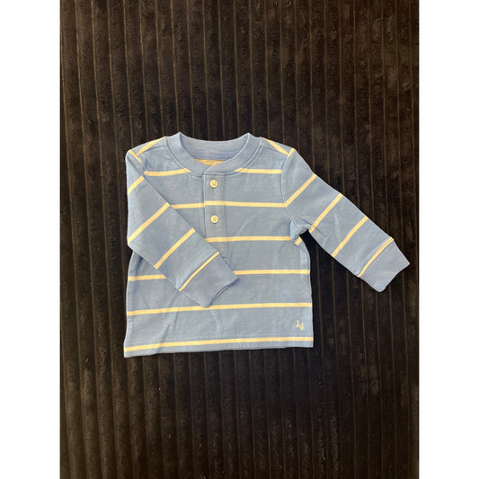 Janie and Jack Baby Boy Light Blue/White Striped Long Sleeve Pull-Over Casual Dress Shirt 3-6M NWOT