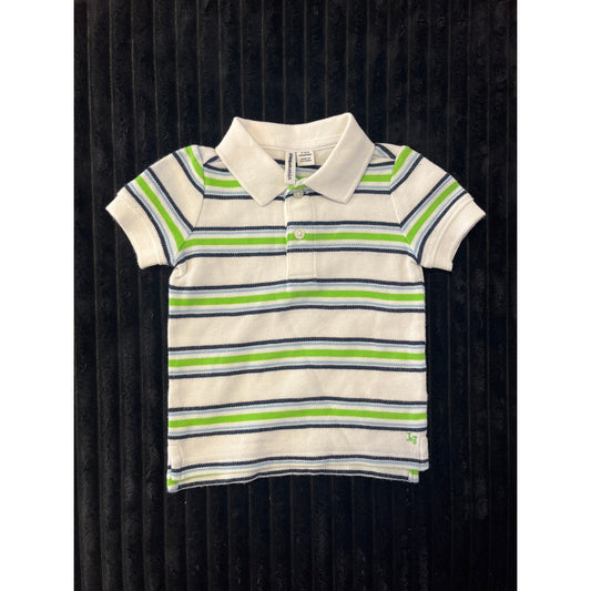 Janie and Jack Baby Boy White Striped Pull-Over Polo Shirt 3-6M NWOT