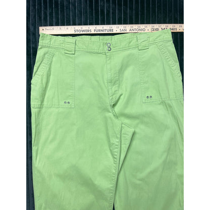 Sag Harbor Sport Women's Wide Leg Cuffed Cropped Pants Bright Green Size 18W