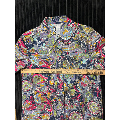 Vintage City Blues by Koret Paisley Floral Sparkly Jacket Size Small