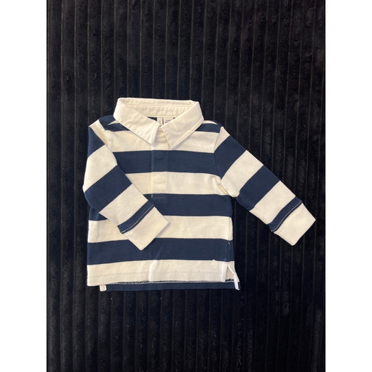 Janie and Jack Baby Boy White/Blue Striped Long Sleeve Pull-Over 3-6M NWOT