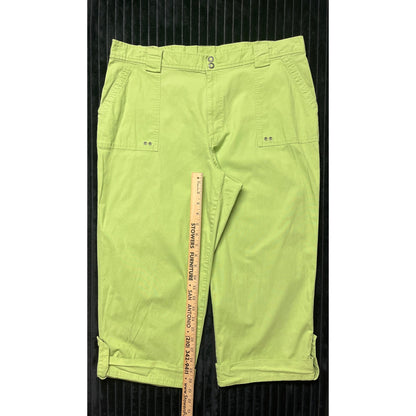 Sag Harbor Sport Women's Wide Leg Cuffed Cropped Pants Bright Green Size 18W