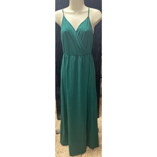 Amazon Women’s Long Green Dress Cross Front & Back Size Medium