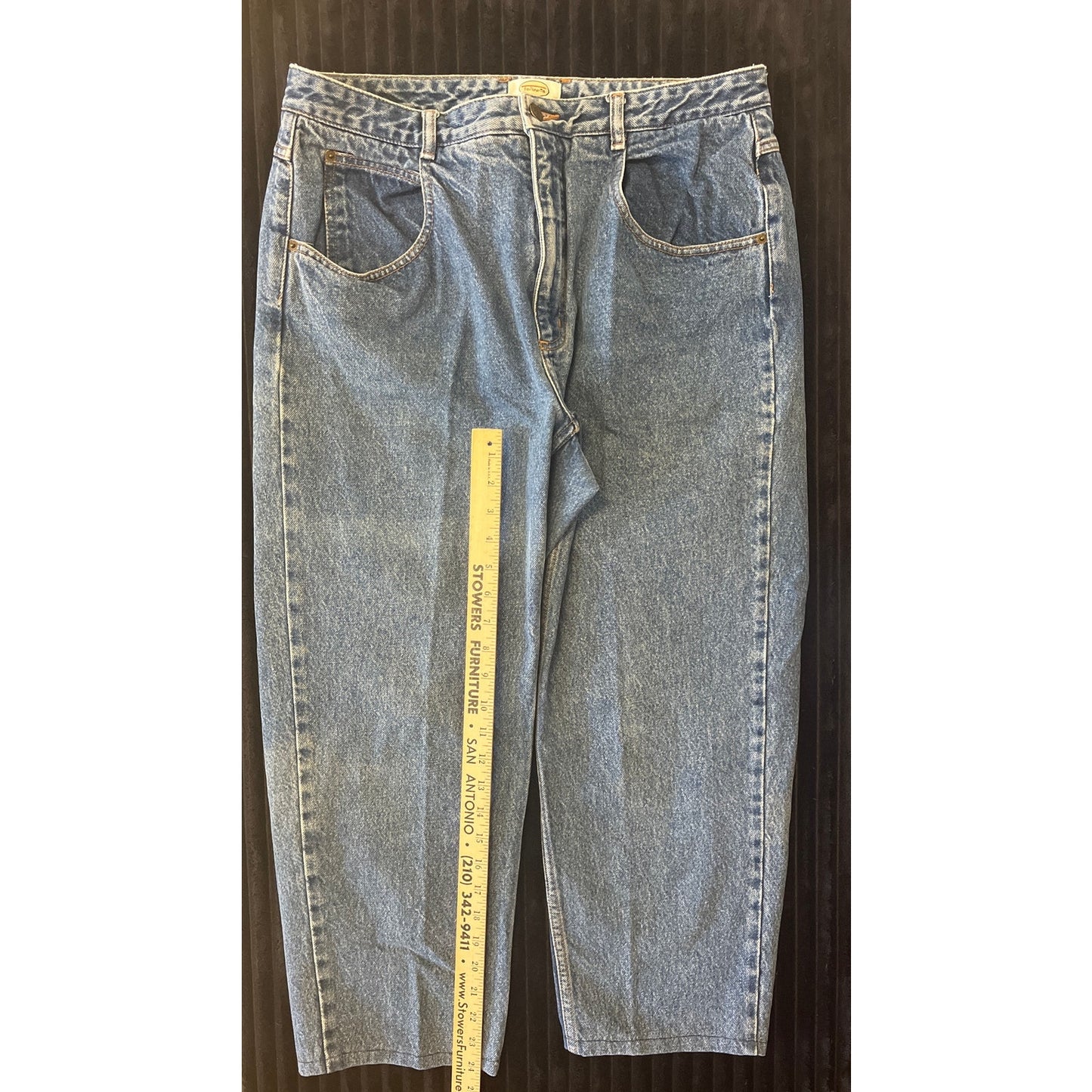 VTG Talbots Jeans Women Petite 14 Blue Denim High Rise Tapered MOM Baggy Y2K