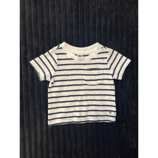 Janie and Jack Baby Boy Blue/White Striped Pull-Over Graphic T-Shirt 3-6M NWOT
