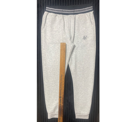 SikSilk Women's Cropped Jacket/Joggers Set Sz 8 Gray Black & White Striped Logo
