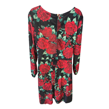 The Children's Place Dress Womens Red Green Black Floral Rose Size XL